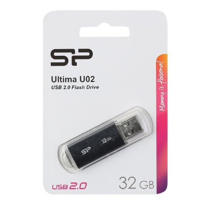 Флеш диск 32Gb Silicon Power Ultima U02 (SP032GBUF2U02V1K), USB2.0, Black